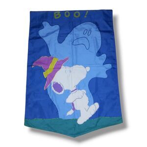 Vintage Snoopy Boo Ghost Applique Yard Garden Flag-40 x 27"-Halloween-Witch Hat